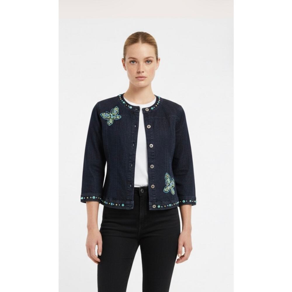 Denim butterfly applique jacket - Picture 5 of 8